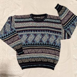 Vntg 90's Expressions Int'l Colorblock Acrylic Blend Boyfriend Sweater Jumper XL